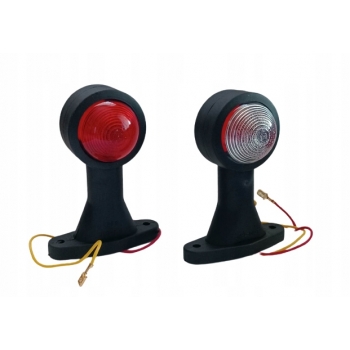 LAMPA OBRYSOWA GABARYTOWA NAROŻNA BIAŁO-CZERWONA KOMPLET +ŻARÓWKI