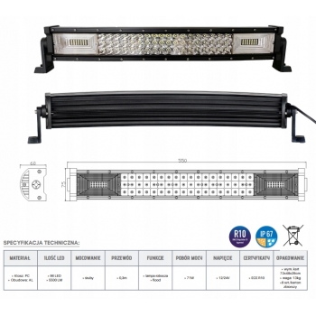 PANEL LED ŁUK 96 LED 5500 LM LAMPA ROBOCZA FLOOD OFF ROAD LISTWA SZPERACZ