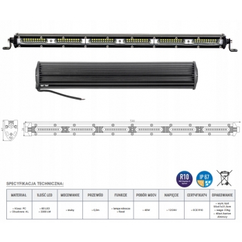 LAMPA ROBOCZA PANEL 60 LED ŚWIATŁO DROGOWE NA MAGNES WTYCZKA ZAPALNICZKI