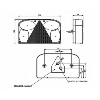 LAMPA TYLNA FT-088 Z PRZEWODEM + ŻARÓWKI komplet ŚWIATŁA PRZYCZEPY