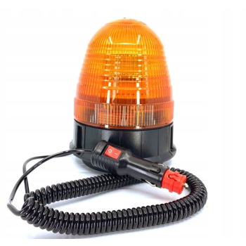 LAMPA BŁYSKOWA 24 LED KOGUT Magnes przyssawka PRZEWÓD SPIRALNY WTYCZKA 4 błyski