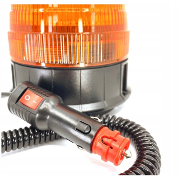 LAMPA BŁYSKOWA 24 LED KOGUT Magnes przyssawka PRZEWÓD SPIRALNY WTYCZKA 4 błyski