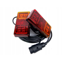 GOTOWY ZESTAW LAMP DO PRZYCZEP 16 LED DIOD WTYCZKA 7 PIN 5 METR + TABLICA