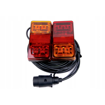 GOTOWY ZESTAW LAMP DO PRZYCZEP 16 LED DIOD WTYCZKA 7 PIN 5 METR + TABLICA