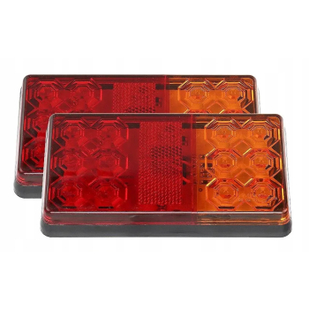 GOTOWY ZESTAW LAMP DO PRZYCZEP 16 LED DIOD WTYCZKA 7 PIN 5 METR + TABLICA