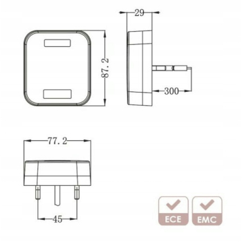 LAMPA COFANIA ŚWIATŁO WSTECZNE 16 LED prostokątna 12V / 24V TYLNE DIOD