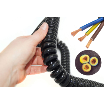 KABEL PRZEWÓD SPIRALNY 3-ŻYŁOWY OMY 3x1 PRĄDOWY SPIRALA 500 mm Rozciągany