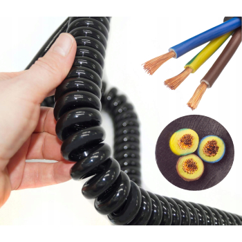 KABEL PRZEWÓD SPIRALNY 3-ŻYŁOWY OMY 3x1,5 PRĄDOWY SPIRALA 500 mm Rozciągany