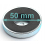 MAGNES ⌀50 mm W OBUDOWIE UCHWYT Z OTWOREM pod płaski łeb śruby FERRYTOWY