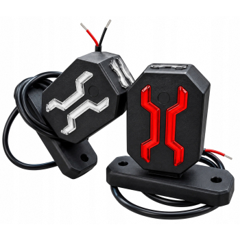 LAMPY OBRYSOWE LED BIAŁO-CZERWONA-ŻÓŁTA KRÓTKIE RAMIE 12/24V 3 funkcyjne
